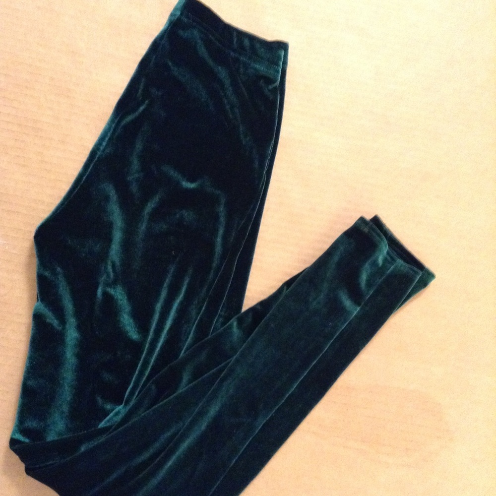American Apparel Green Velvet Leggings